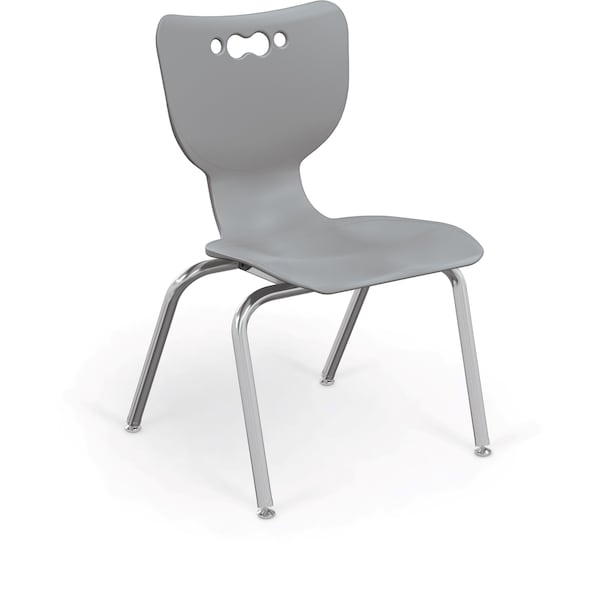 Hierarchy School Chair, 4 Leg, 16" Chrome Frame, Grey Armless Shell, PK5